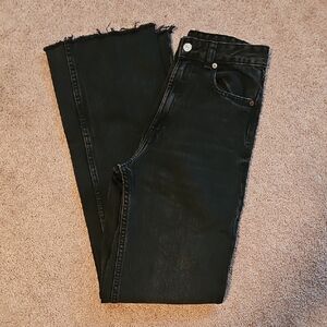 Zara Black Wide Leg Jeans with Frayed Edge